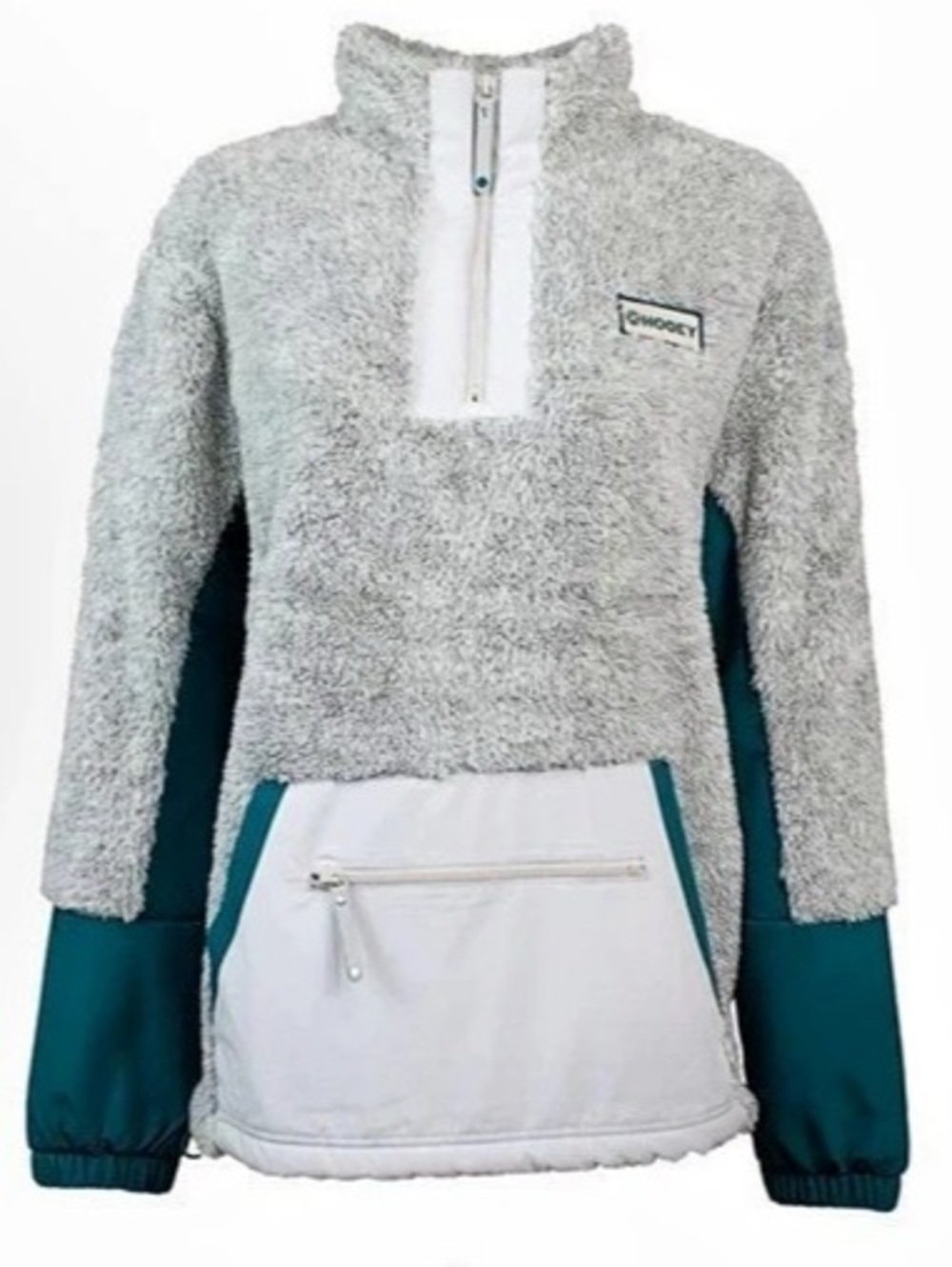 High Country Western Wear Women's Hooey Fleece Pullover in Gray & Teal, size L